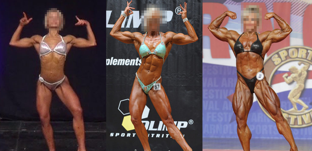 female bodybuilding with and without steroids